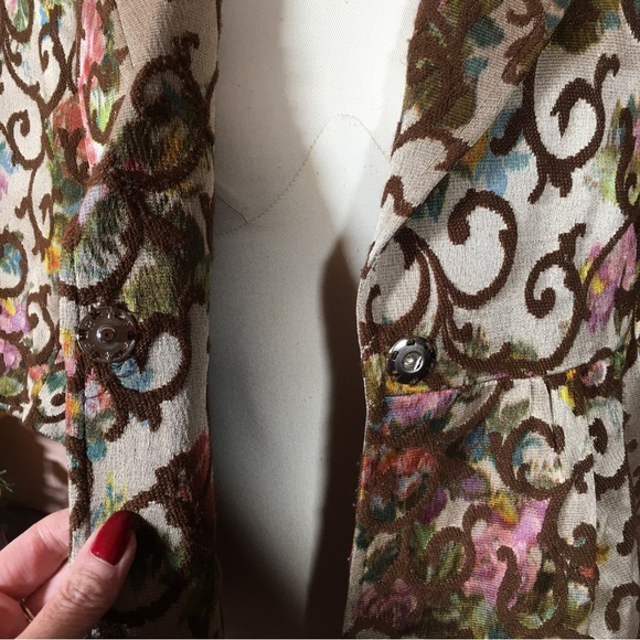 Vintage 90 Y2K Victorian Tapestry Shrunken Baby Doll croquet girl Cropped Blazer - Picture 5 of 16